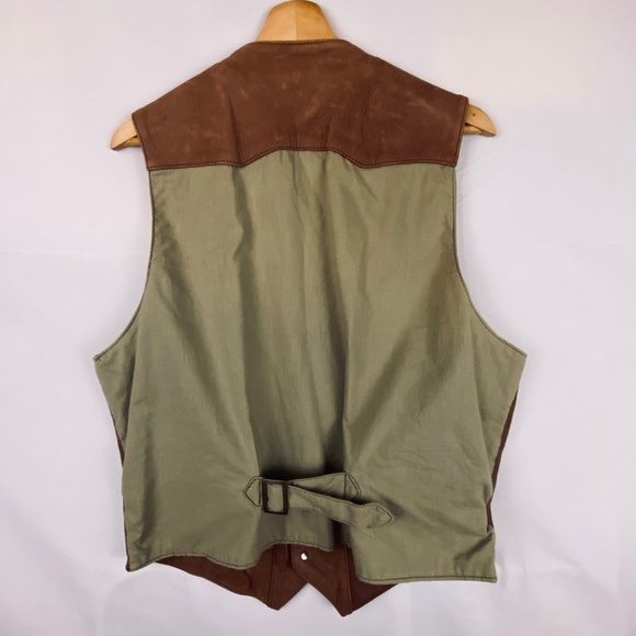 VTG Roundtree & Yorke Mens Sz L Genuine Leather Suede Vest Cowboy Rodeo Western - Picture 7 of 14